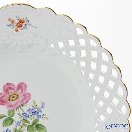 マイセン（Meissen） ベーシックフラワー（二つ花） 040110／54804／13 透かしプレート 29cm 野バラ