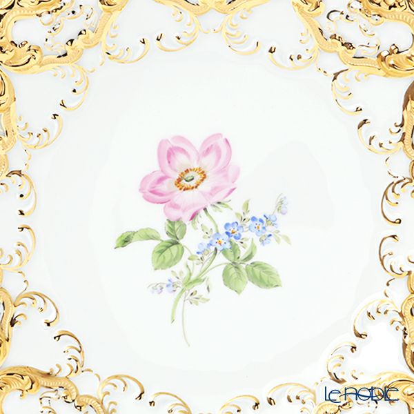 マイセン（Meissen） 040199／54101（54m02）／13 飾り皿（二つ花） 27cm Motiv No.13 野バラ