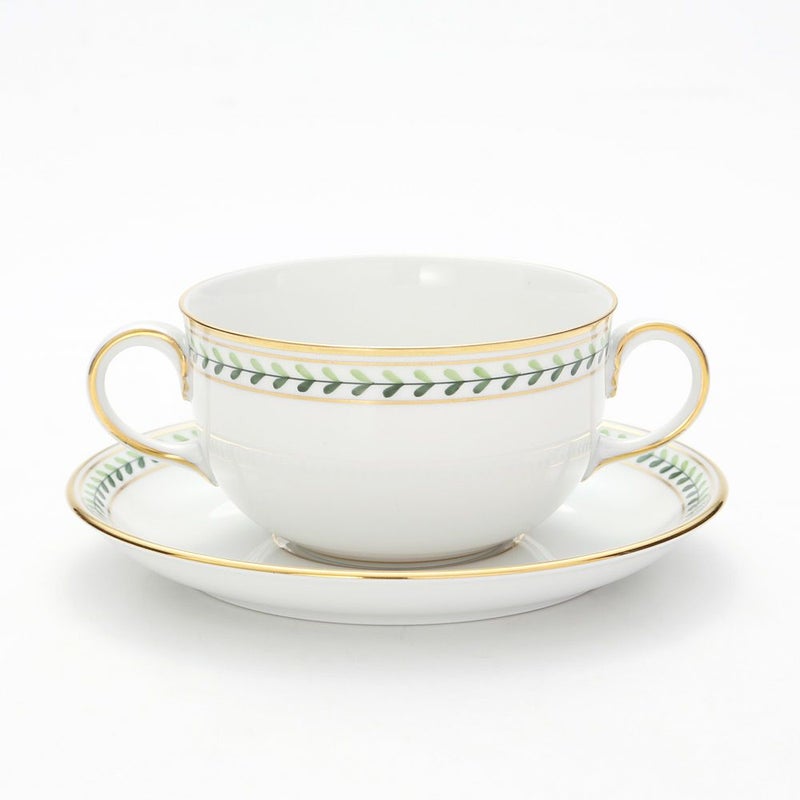 アウガルテン（AUGARTEN） ウィンナーリーフエッジ（5343） ブイヨンカップ＆ソーサー（001シューベルトシェイプ）