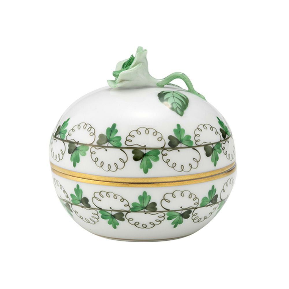 【ヘレンド】HEREND　パセリグリーン　灰皿　小物入れ　置物 美品 ヘレンド パセリグリーン（PE) 小物入れ 蓋付 トレイ SC7121R