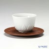 マイセン（Meissen） 歴代レリーフ 55955／85664 白磁カップ＆ベットガーセッ器ソーサー 1985年発表 葉環模様