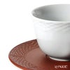 マイセン（Meissen） 歴代レリーフ 55956／85666 白磁カップ＆ベットガーセッ器ソーサー 1986年発表 網目模様