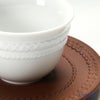 マイセン（Meissen） 歴代レリーフ 55958／85670 白磁カップ＆ベットガーセッ器ソーサー 1988年発表 組紐模様
