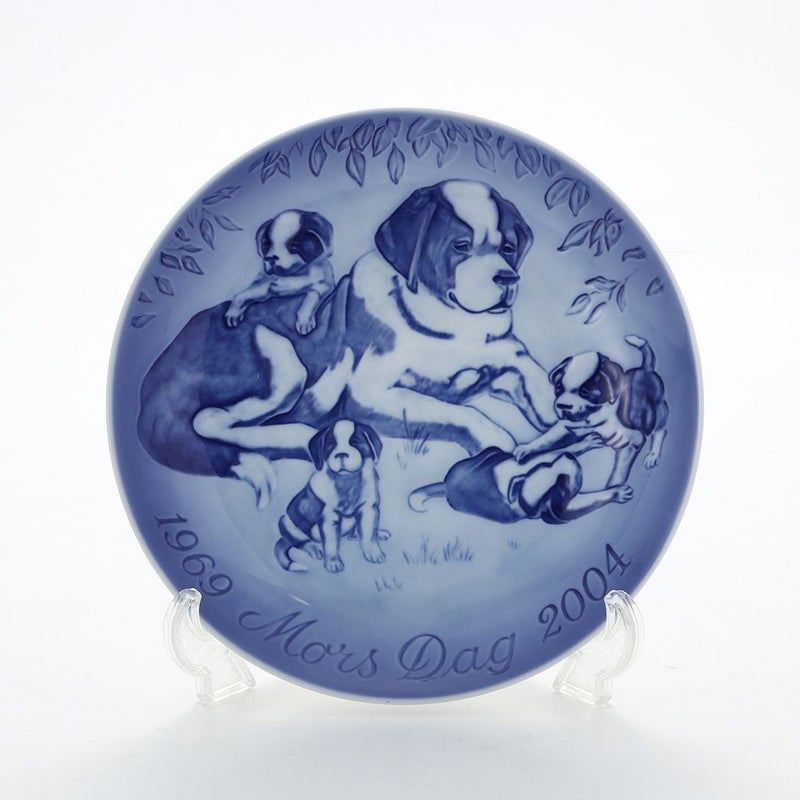 ビングオーグレンダール（Bing＆Grondahl） マザーズデイプレート 35周年記念 SKT.Bernhard Dog With Puppies