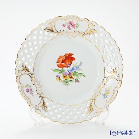 マイセン（Meissen） ベーシックフラワー（三つ花） 060192／54803／09 透かし飾皿 24cm Motiv No.9 ヒナゲシ