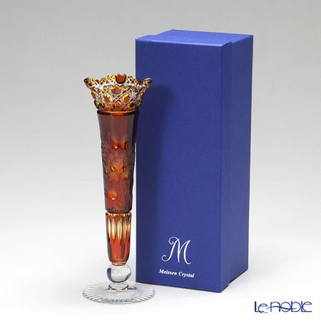 マイセン（Meissen） マイセンクリスタル 一輪挿し 23cm（被せ赤黄） D／MFO／1024／23-2