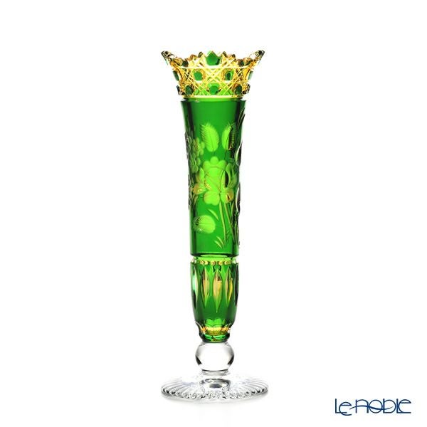マイセン（Meissen） マイセンクリスタル 一輪挿し 23cm（被せ黄緑） D／MFO／1024／23-3