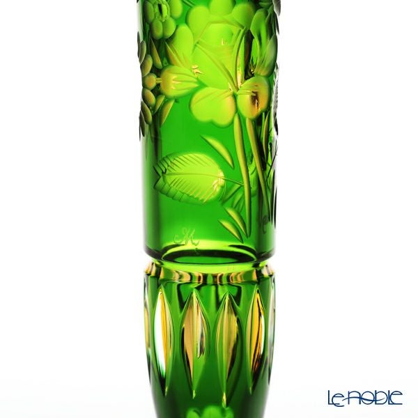 マイセン（Meissen） マイセンクリスタル 一輪挿し 23cm（被せ黄緑） D／MFO／1024／23-3