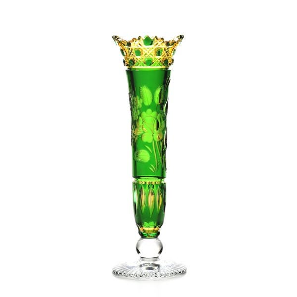 マイセン（Meissen） マイセンクリスタル 一輪挿し 23cm（被せ黄緑） D／MFO／1024／23-3