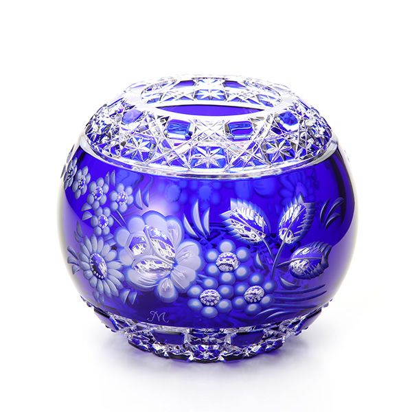 マイセン（Meissen） マイセンクリスタル MFO／140／16B 花瓶ラウンド（ブルー） 16cm