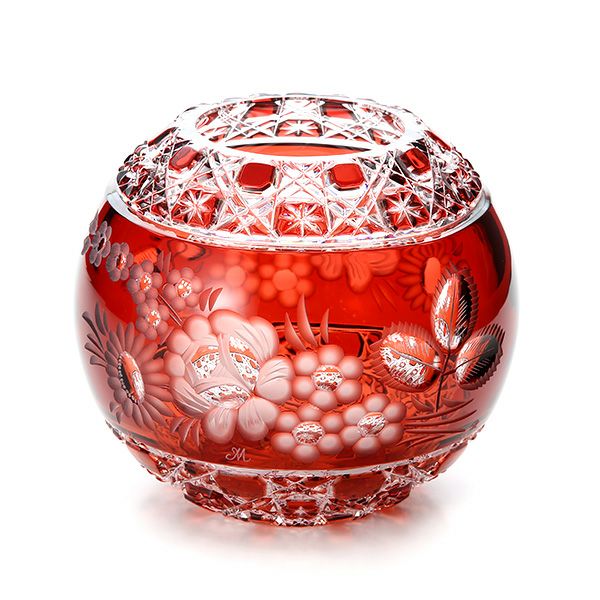 マイセン（Meissen） マイセンクリスタル MFO／140／16R 花瓶ラウンド（レッド） 16cm