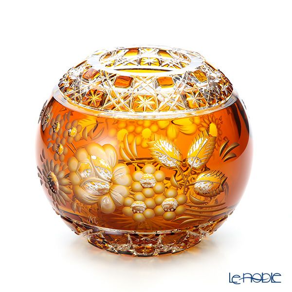 マイセン（Meissen） マイセンクリスタル MFO／140／16AB 花瓶ラウンド（アンバー） 16cm