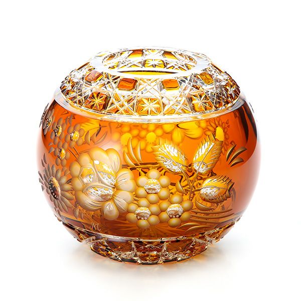 マイセン（Meissen） マイセンクリスタル MFO／140／16AB 花瓶ラウンド（アンバー） 16cm