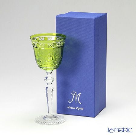 マイセンクリスタル ロンドンフラワー ワイングラス 20.9cm ライトグリーン MFO／3517／2LG