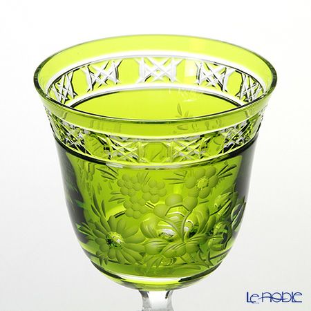 マイセン（Meissen） マイセンクリスタル ロンドンフラワー ワイングラス 20.9cm（ライトグリーン） MFO／3517／2LG