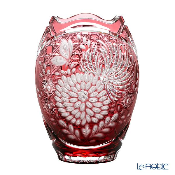 マイセン（Meissen） マイセンクリスタル 花瓶 キク（レッド） 26cm 2283／26R