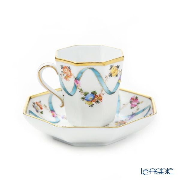 ヘレンド フラワーリボン モカカップ＆ソーサー（オクタゴナル） 04307-0-00