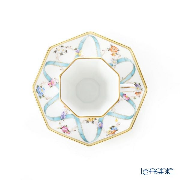 ヘレンド フラワーリボン モカカップ＆ソーサー（オクタゴナル） 04307-0-00