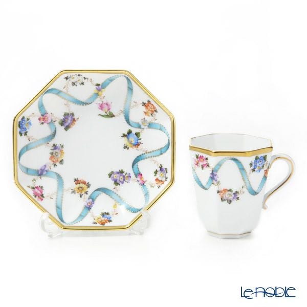 ヘレンド フラワーリボン モカカップ＆ソーサー（オクタゴナル） 04307-0-00