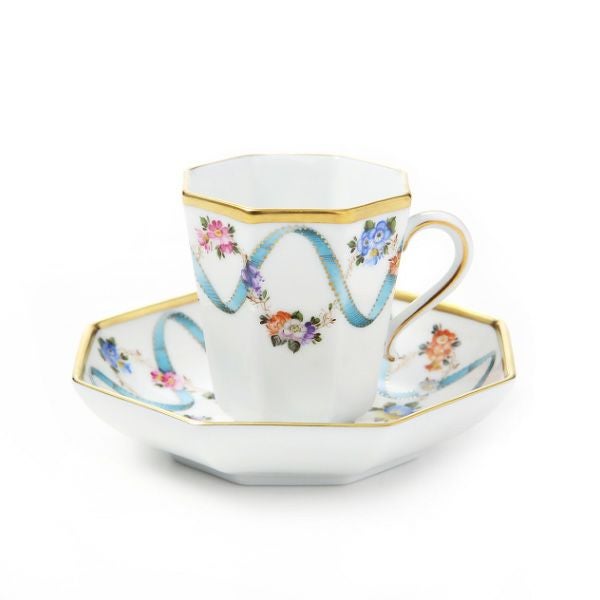 ヘレンド フラワーリボン モカカップ＆ソーサー（オクタゴナル） 04307-0-00
