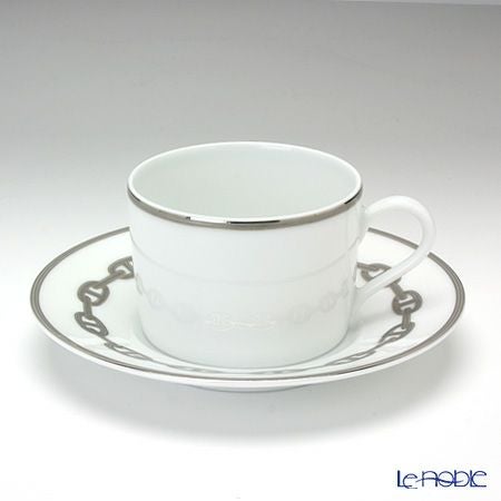 エルメス（HERMES） シェーヌ ダンクル プラチナ ティーカップ＆ソーサー 150ml