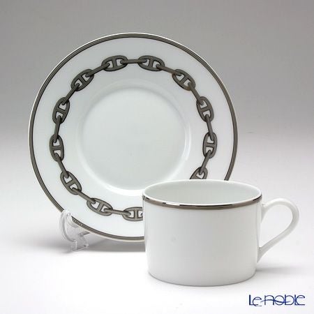 エルメス（HERMES） シェーヌ ダンクル プラチナ ティーカップ＆ソーサー 150ml