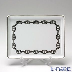 エルメス（HERMES） シェーヌ ダンクル プラチナ 長方形皿 16×12cm