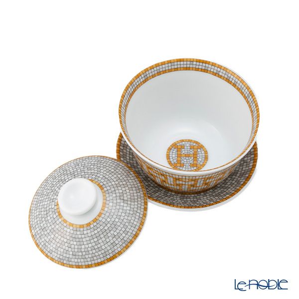 エルメス（HERMES） モザイク ヴァンキャトル コレクション アジアティック ティーカップ（ふた、ソーサー付） 130ml