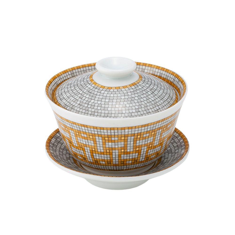 エルメス（HERMES） モザイク ヴァンキャトル コレクション アジアティック ティーカップ（ふた、ソーサー付） 130ml