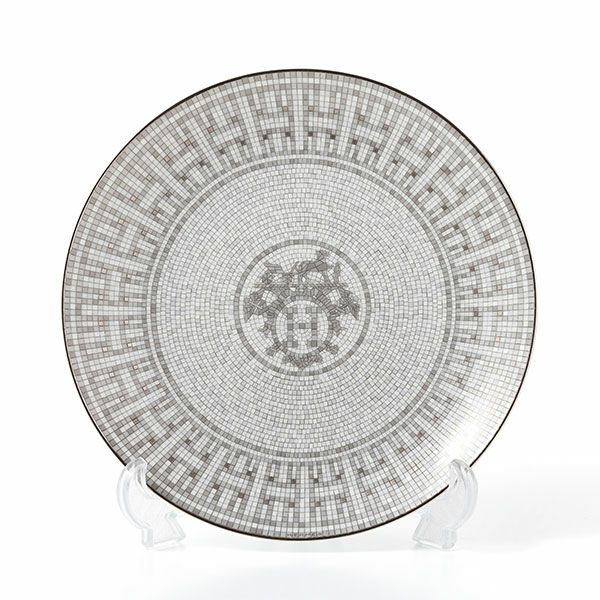 新品　HERMES モザイク　ヴァンキャトル　プラチナ　デザートプレート21cm エルメス（HERMES） モザイク ヴァンキャトル プラチナ デザート