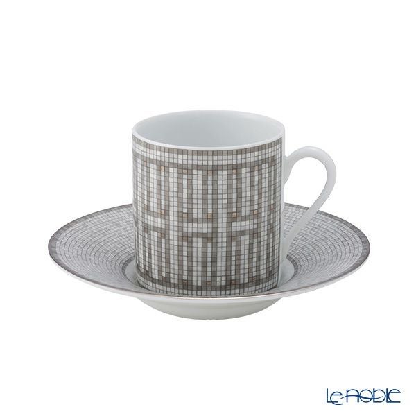 エルメス（HERMES） モザイク ヴァンキャトル プラチナ コーヒーカップ＆ソーサー 100ml