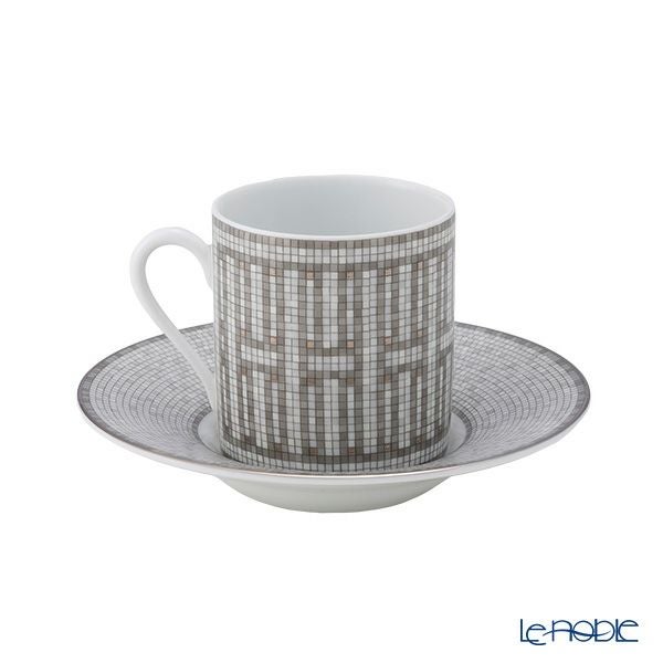 エルメス（HERMES） モザイク ヴァンキャトル プラチナ コーヒーカップ＆ソーサー 100ml