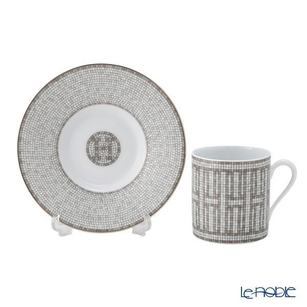エルメス（HERMES） モザイク ヴァンキャトル プラチナ コーヒーカップ＆ソーサー 100ml