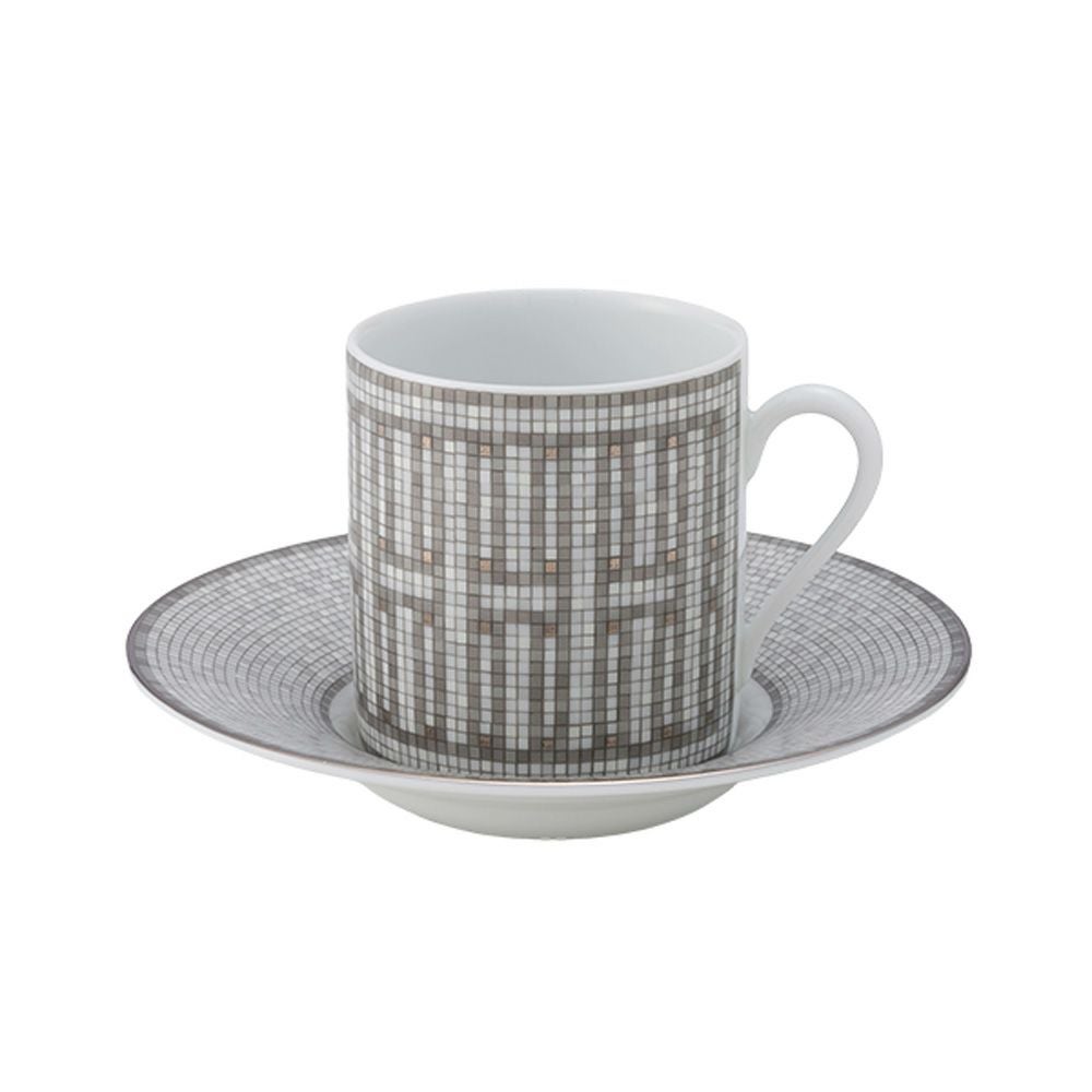 エルメス（HERMES） モザイク ヴァンキャトル プラチナ コーヒーカップ＆ソーサー 100ml