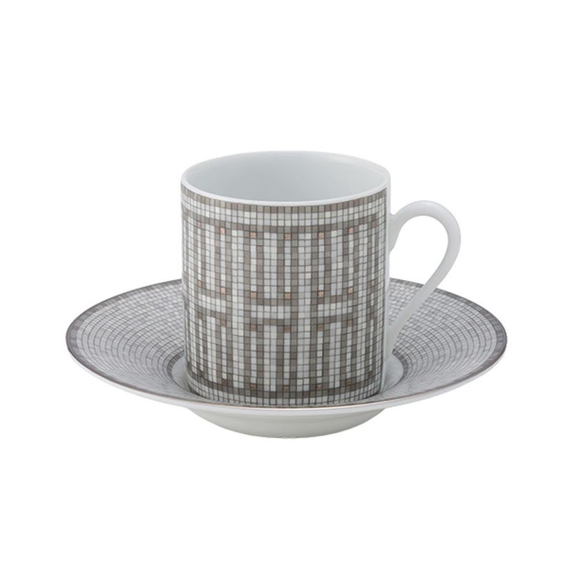 エルメス（HERMES） モザイク ヴァンキャトル プラチナ コーヒーカップ＆ソーサー 100ml