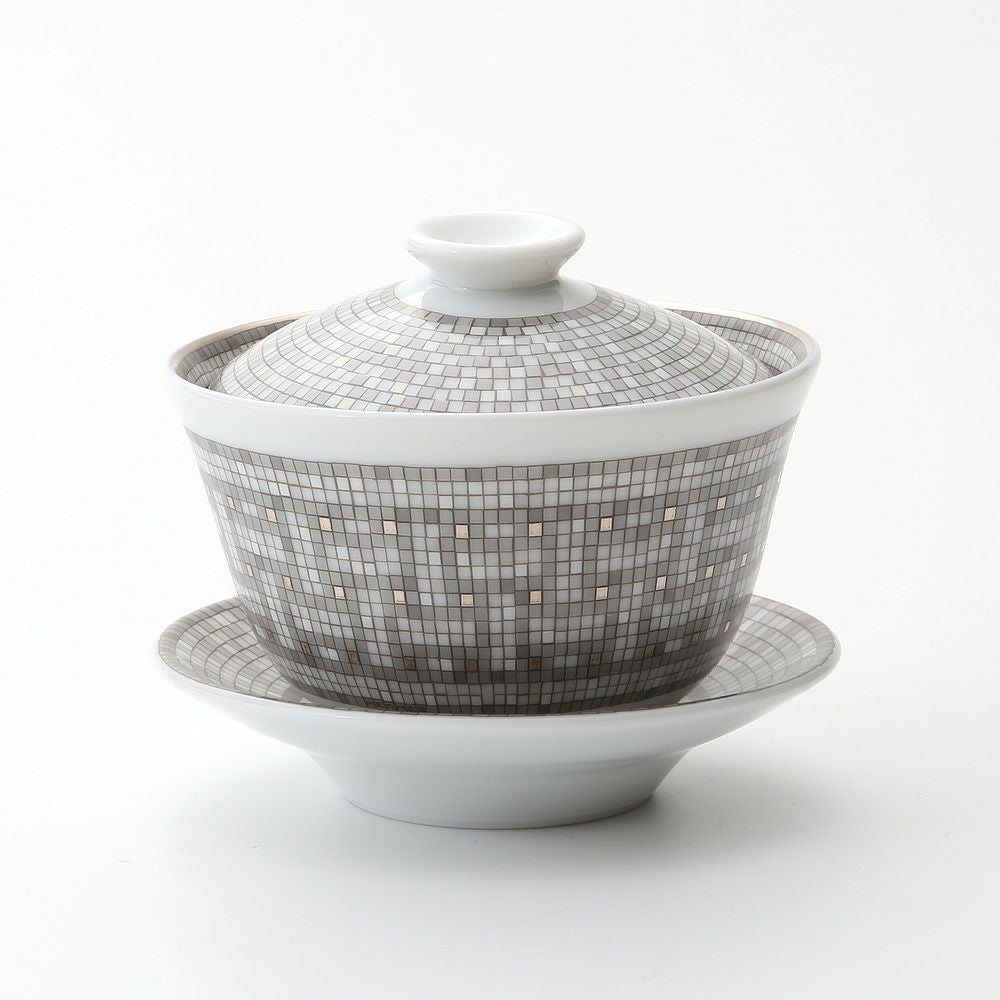 エルメス（HERMES） モザイク ヴァンキャトル プラチナ コレクション アジアティック ティーカップ（ふた、ソーサー付） 130ml