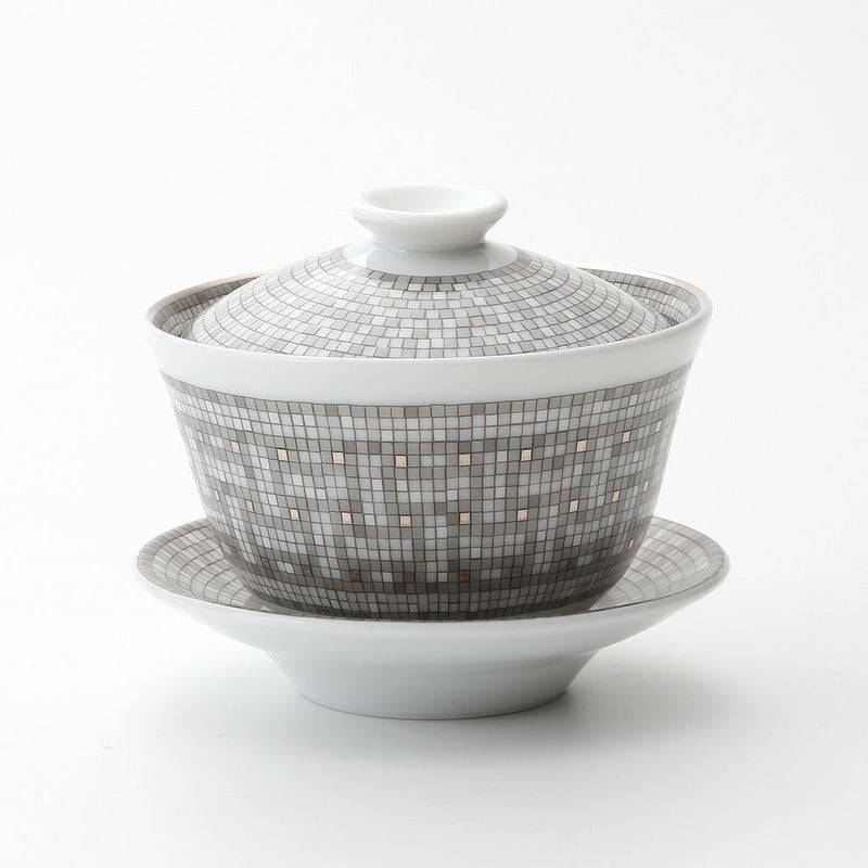 エルメス（HERMES） モザイク ヴァンキャトル プラチナ コレクション アジアティック ティーカップ（ふた、ソーサー付） 130ml