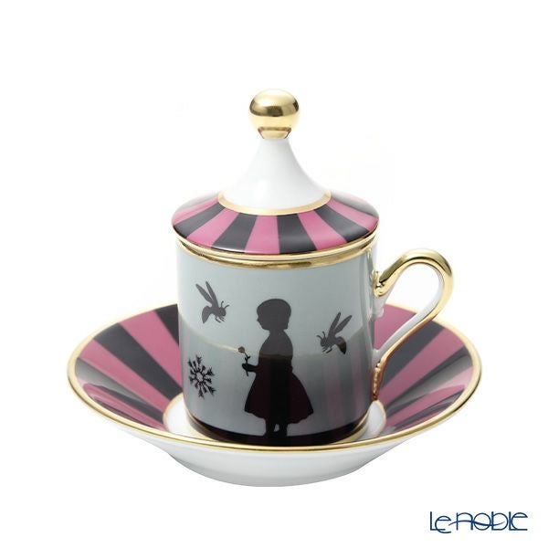 ジノリ1735／リチャード ジノリ（GINORI 1735／Richard Ginori） シルク・デ・メルヴェイユ ローズ デミタスカップ＆ソーサー 蓋付