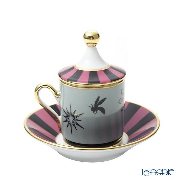 ジノリ1735／リチャード ジノリ（GINORI 1735／Richard Ginori） シルク・デ・メルヴェイユ ローズ デミタスカップ＆ソーサー 蓋付