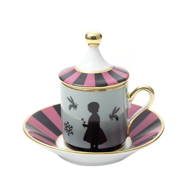 ジノリ1735／リチャード ジノリ（GINORI 1735／Richard Ginori） シルク・デ・メルヴェイユ ローズ デミタスカップ＆ソーサー 蓋付