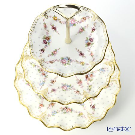 ロイヤルクラウンダービー ロイヤルアントワネット ケーキスタンド（3段） 34cm