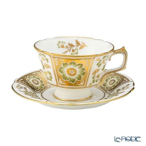 ロイヤルクラウンダービー グリーンダービーパネル ティーカップ＆ソーサー