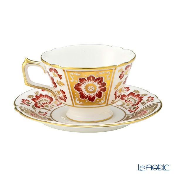 ロイヤルクラウンダービー レッドダービーパネル ティーカップ＆ソーサー