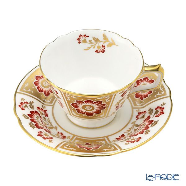 ロイヤルクラウンダービー レッドダービーパネル ティーカップ＆ソーサー