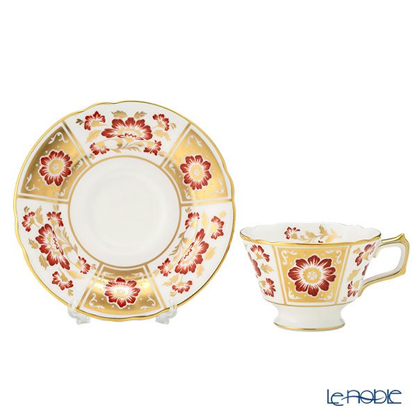 ロイヤルクラウンダービー レッドダービーパネル ティーカップ＆ソーサー