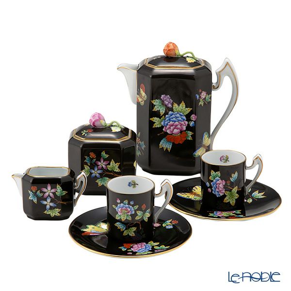 ヘレンド (HEREND) 黒いヴィクトリア VE-FN コーヒーセット