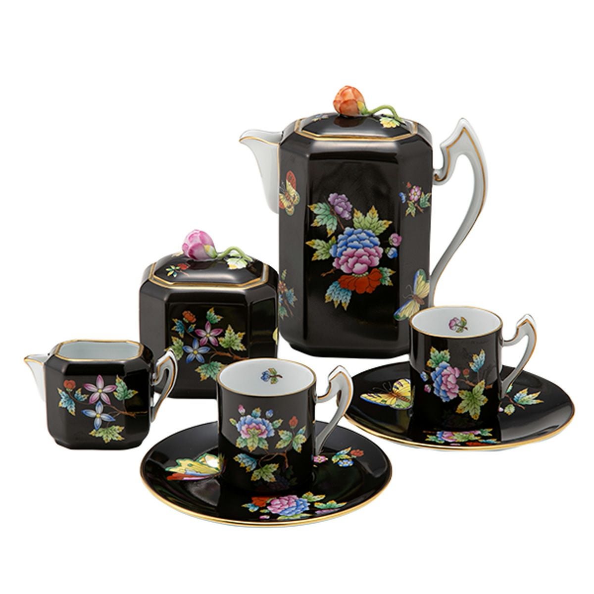 ヘレンド (HEREND) 黒いヴィクトリア VE-FN コーヒーセット