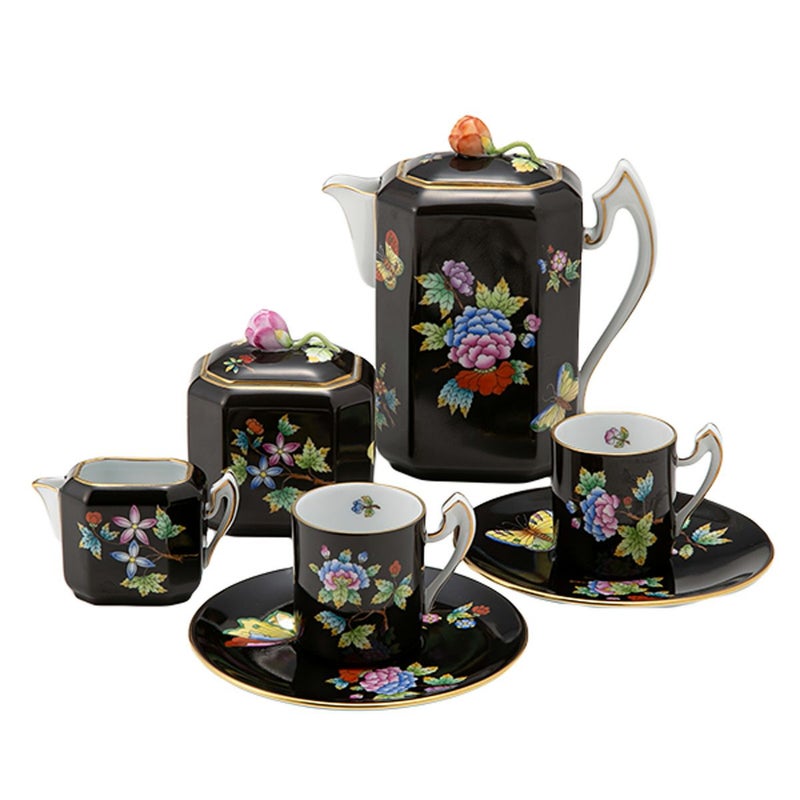 ヘレンド (HEREND) 黒いヴィクトリア VE-FN コーヒーセット