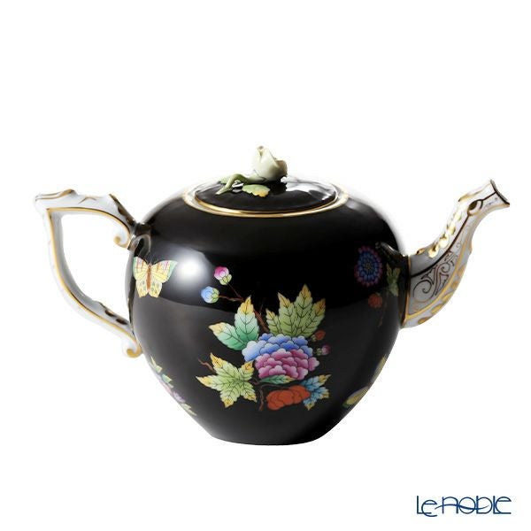 ヘレンド 黒いヴィクトリア ティーポット（ローズ） 800ml VE-FN 20606-0-09