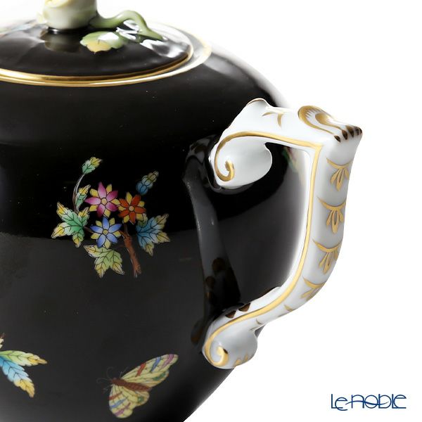 ヘレンド 黒いヴィクトリア ティーポット（ローズ） 800ml VE-FN 20606-0-09